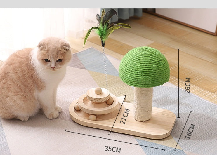 Tree-Top Play Center, Solid Wood Natural Toy For Cats