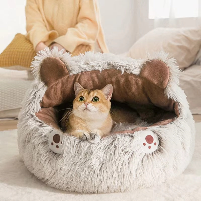 Winter Warm Cuddly Plush Pet Bed Cat Cave