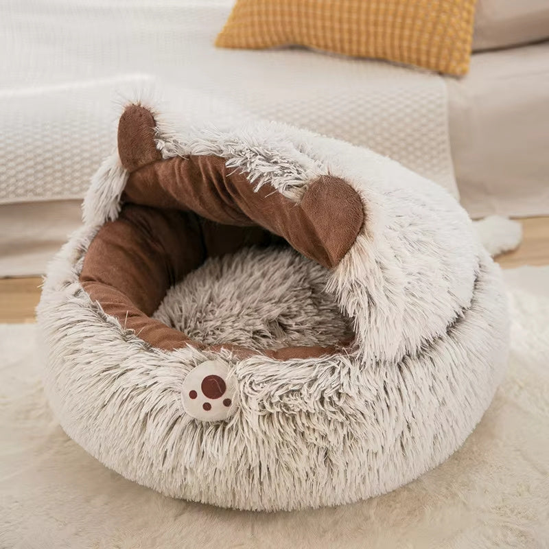 Winter Warm Cuddly Plush Pet Bed Cat Cave