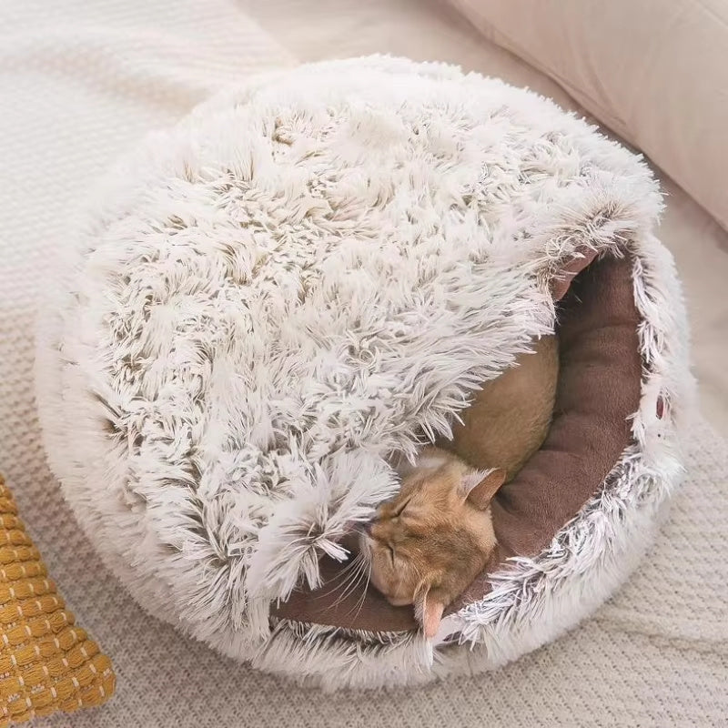 Winter Warm Cuddly Plush Pet Bed Cat Cave