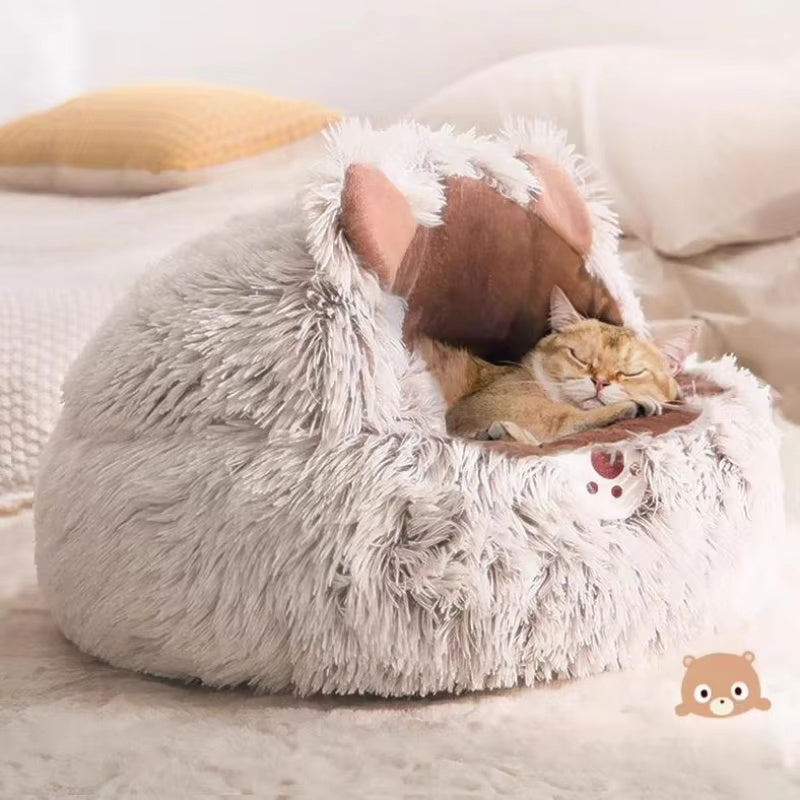 Winter Warm Cuddly Plush Pet Bed Cat Cave