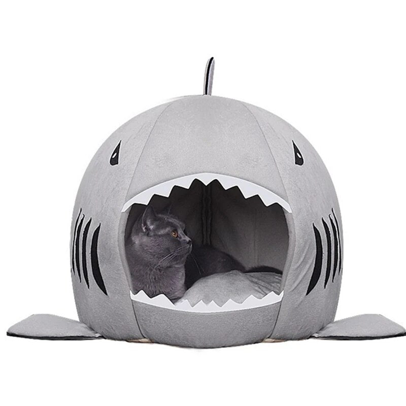 DUOMASUMI Cute Shark Bed House Sweet Puppy Kitty Hamster Cage Cave Accessories Pet Products Supplies Dog House