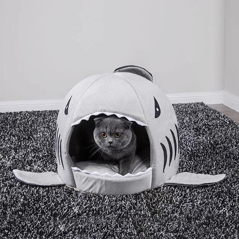 DUOMASUMI Cute Shark Bed House Sweet Puppy Kitty Hamster Cage Cave Accessories Pet Products Supplies Dog House